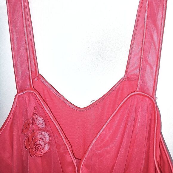 Gossard Artemis‎ Coral Chemise Slip Gown Waist Tie Floral Midi Vintage 60s S - Picture 5 of 10